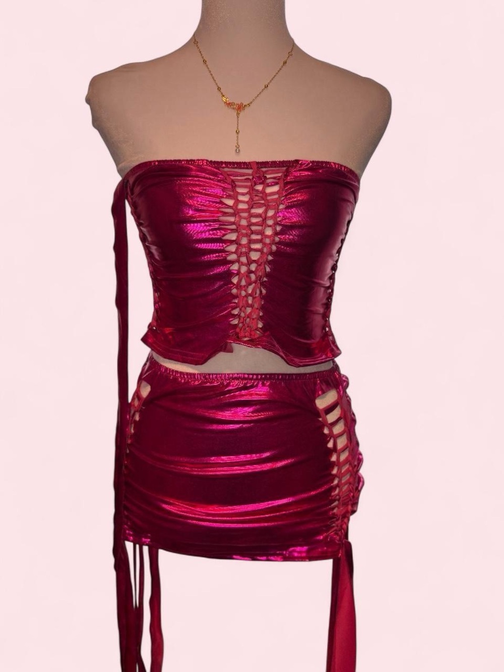 Metallic Fuchsia Two Piece Set